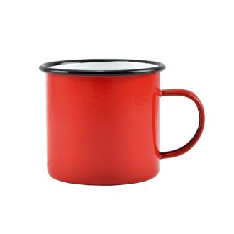 Zománcozott bögre 9 cm, 450 ml piros-fehér