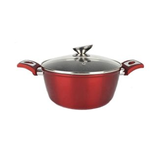   Tapadásmentes alumínium indukciós vastagfalú lábas üvegfedővel 4,5L – Metal Red Line 24cm