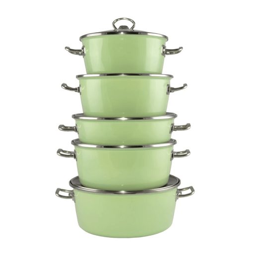 Zománcozott lábas almazöld Elite 20cm üvegfedővel
