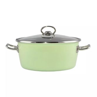   Zöld Elite Zománcozott lábas 3.3literes, 22 cm üvegfedővel