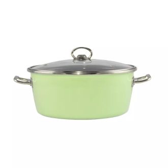 Zománcozott lábas almazöld Elite 24cm üvegfedővel