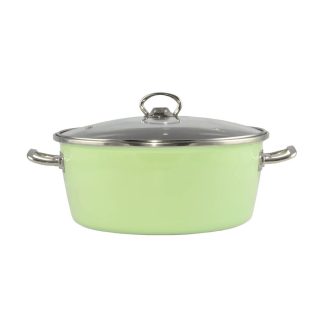 Zöld zománcozott lábas (Elite) 26 cm  üvegfedővel