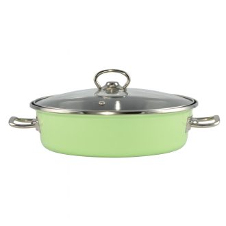   Zománcozott  szeletsütő lábas almazöld Elite 24cm üvegfedővel