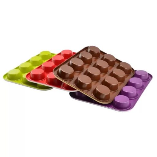 Kerámia bevonatos muffinsütő 12 db-os – alumínium, 35×27×3 cm