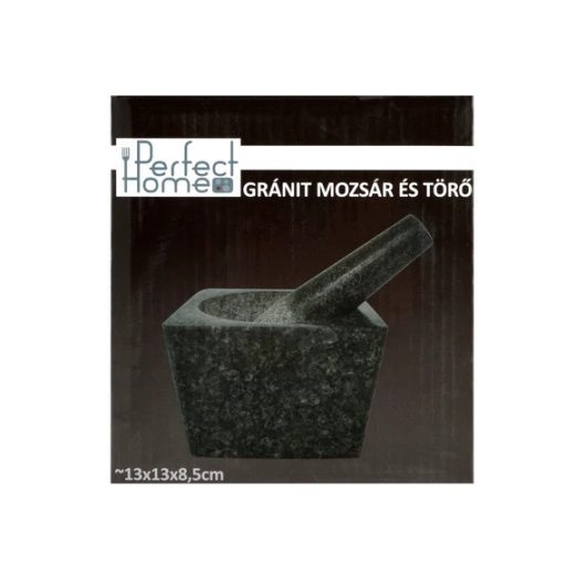 Szögletes Gránit Mozsár Törővel  13×13×8,5 cm