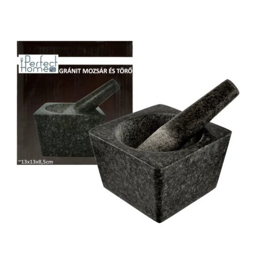 Szögletes Gránit Mozsár Törővel  13×13×8,5 cm
