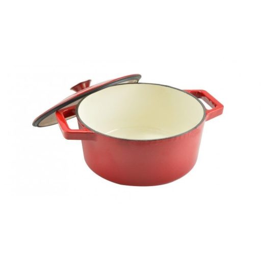 Zománcozott öntöttvas lábas fedővel 28cm 6literes piros