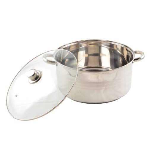 Inox lábas 10,5 literes, üvegfedővel