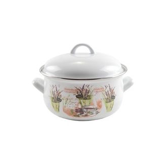 Zománcozott lábas fedővel levendula mintás 18cm, 2,4lit