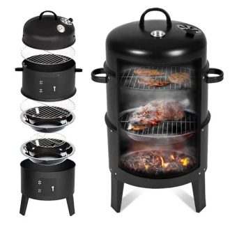 Grillező – füstölő smoker 40 cm, hőmérővel