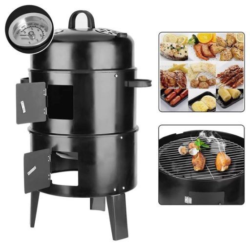 Grillező – füstölő smoker 40 cm, hőmérővel