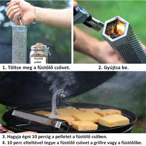 Füstölő cső rozsdamentes acél grillhez