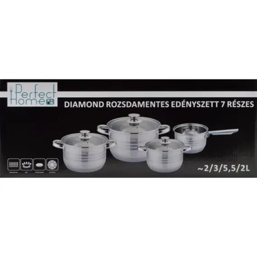 Diamond 7 részes, rozsdamentes edénykészlet üvegfedővel