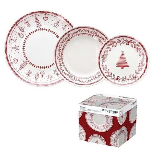Tognana Magia Madison porcelán étkészlet – 18 db (piros dekor)