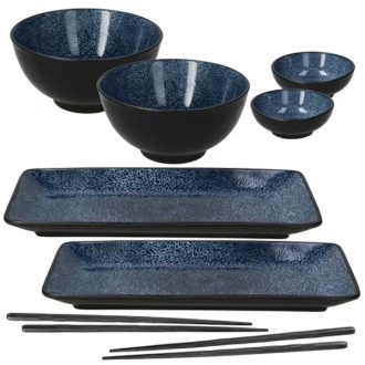   FUTARI SUSHI porcelán szett, 8 darabos, fekete / sötétkék