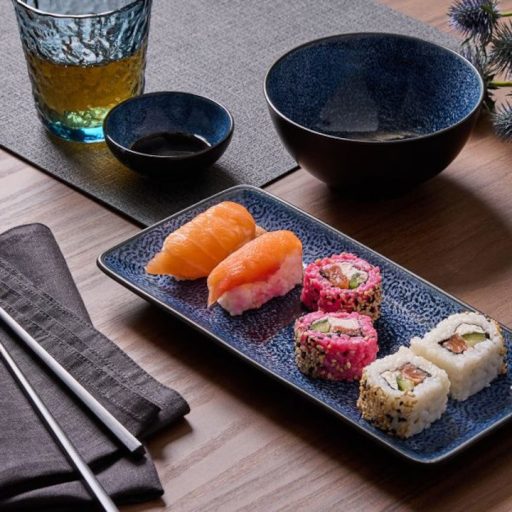 FUTARI SUSHI porcelán szett, 8 darabos, fekete / sötétkék