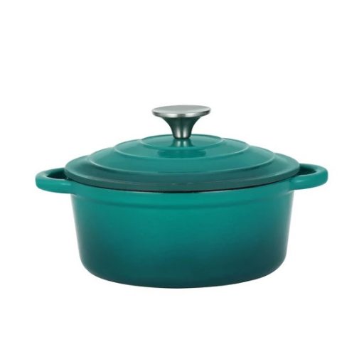 Stílusos Türkiz Öntöttvas Lábas Fedővel  20 cm, 2lit