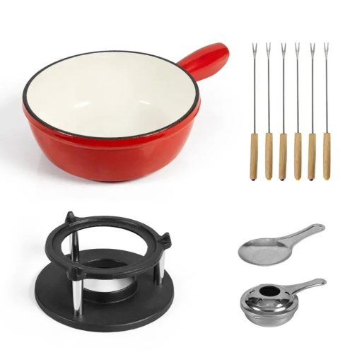 Öntöttvas Zománcozott piros Fondue Készlet 1,8Liter