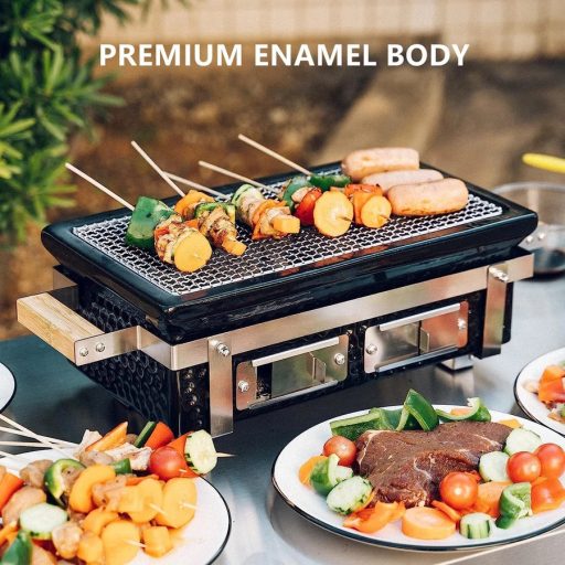 Hibachi Grillező 39*22 cm szögletes fekete