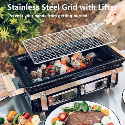 Hibachi Grillező 39*22 cm szögletes fekete