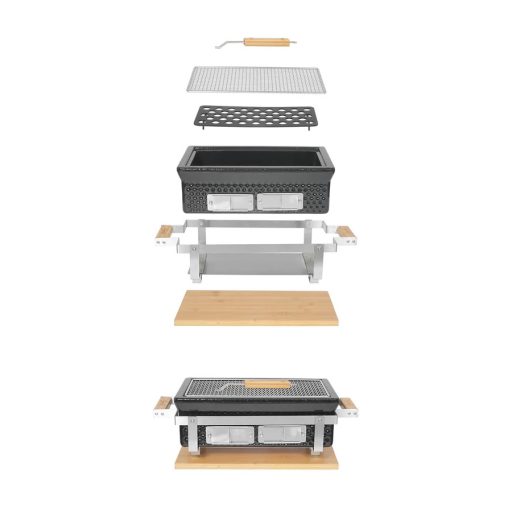 Hibachi Grillező 39*22 cm szögletes fekete