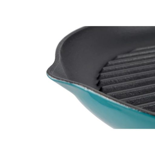 Zománcozott öntöttvas grill szeletsütő 31 cm, csőrös, türkizkék