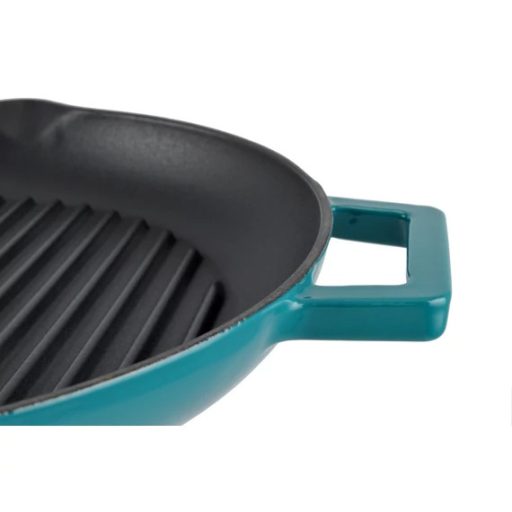 Zománcozott öntöttvas grill szeletsütő 31 cm, csőrös, türkizkék