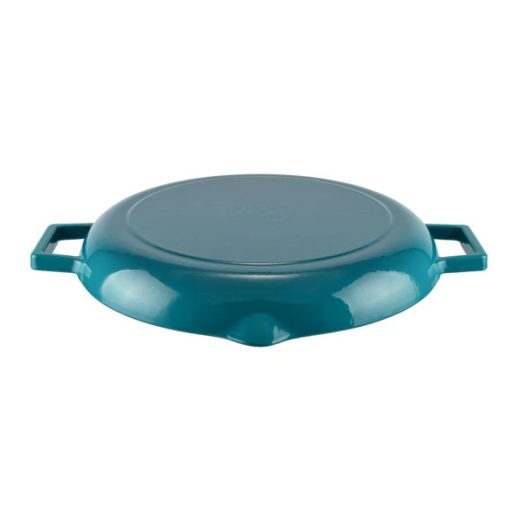 Zománcozott öntöttvas grill szeletsütő 31 cm, csőrös, türkizkék