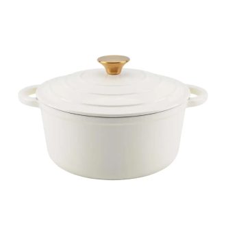 Zománcozott öntöttvas lábas, 28 cm, 6l, fehér