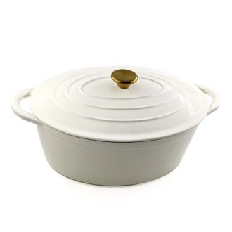   Zománcozott öntöttvas kacsasütő ovális, 30 cm, 4,2 l, fehér