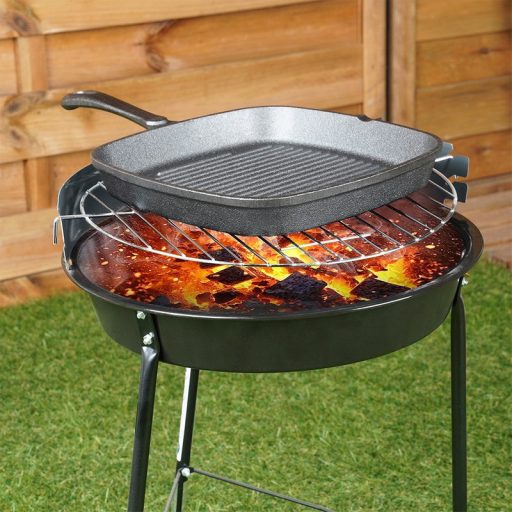 Négyzet alakú öntöttvas grillserpenyő szilikon nyélvédővel – CAST LINE 24,5×24 cm