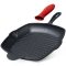 Négyzet alakú öntöttvas grillserpenyő szilikon nyélvédővel – CAST LINE 28×28 cm