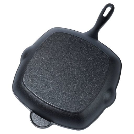 Négyzet alakú öntöttvas grillserpenyő szilikon nyélvédővel – CAST LINE 28×28 cm