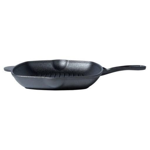 Négyzet alakú öntöttvas grillserpenyő szilikon nyélvédővel – CAST LINE 28×28 cm