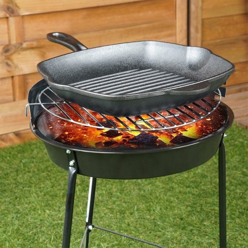 Négyzet alakú öntöttvas grillserpenyő szilikon nyélvédővel – CAST LINE 28×28 cm
