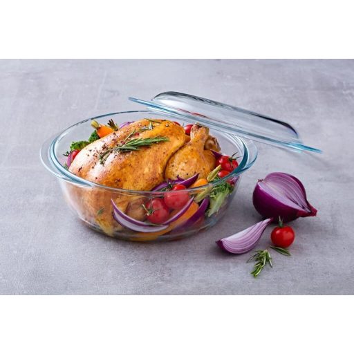 PYREX IRRESISTIBLE kerek sütőtál üveg fedővel 4,9L