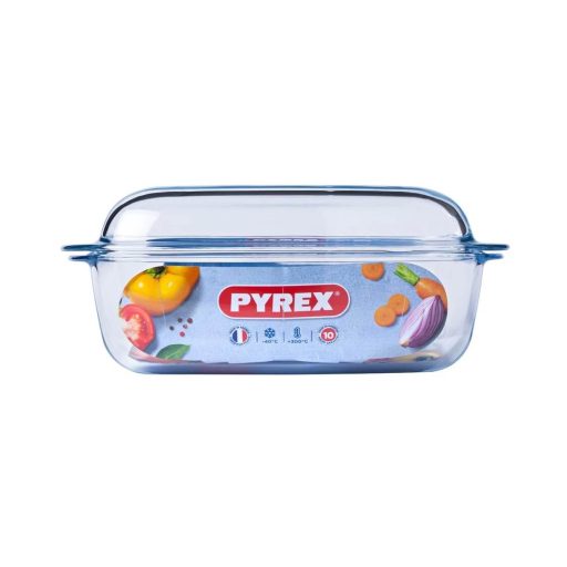 PYREX Essentials szögletes sütőtál fedővel 4,5l