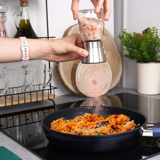 Kézi só- és borsőrlő készlet – 2 db üveg tartállyal
