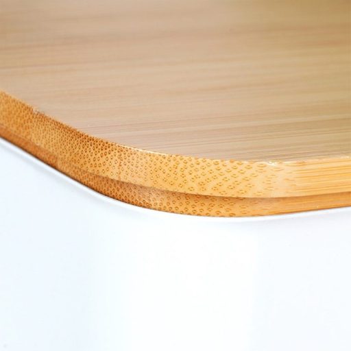 Vajtartó fehér acélból bambusz fedéllel 15×10×7,5 cm