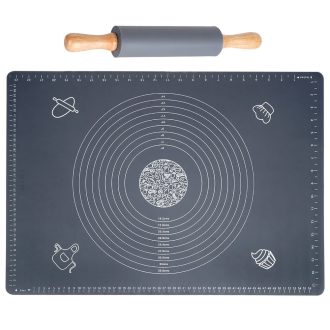 Szilikon tésztakészítő lap és nyújtófa szett 65x45cm