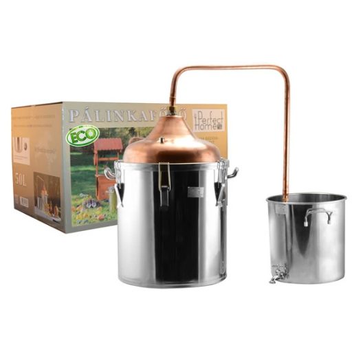 Réz–inox pálinkafőző szett ECO – 50 literes, 25 literes hűtőedénnyel