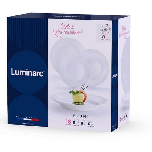 Luminarc Plumi 18 db-os Étkészlet fehér