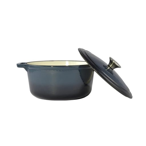 Zománcozott öntöttvas lábas 24 cm, 4 literes acélkék