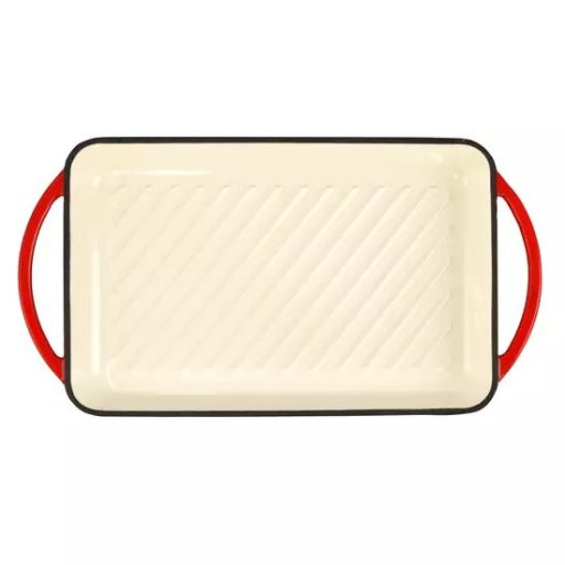 Zománcozott Öntöttvas Grill Tepsi 33x21,5 cm Masszív és Hőálló Kivitel