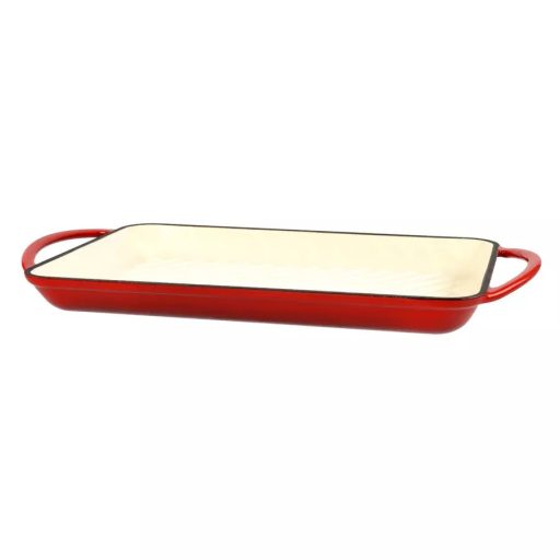 Zománcozott Öntöttvas Grill Tepsi 33x21,5 cm Masszív és Hőálló Kivitel