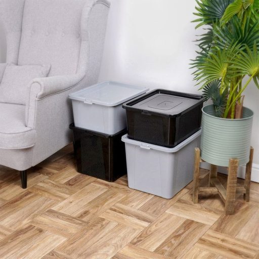 Tárolódoboz fedéllel 20 liter világosszürke