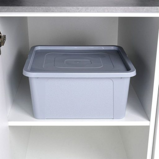 Tárolódoboz fedéllel 20 liter világosszürke