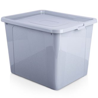 Tárolódoboz fedéllel – 30 l, világosszürke