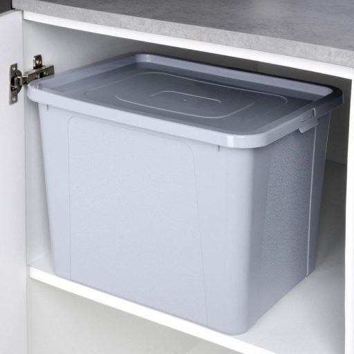 Tárolódoboz fedéllel – 30 l, világosszürke