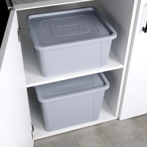 Tárolódoboz fedéllel – 30 l, világosszürke